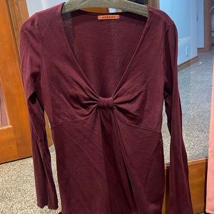 Burgundy Long Sleeve Knit Twist Front